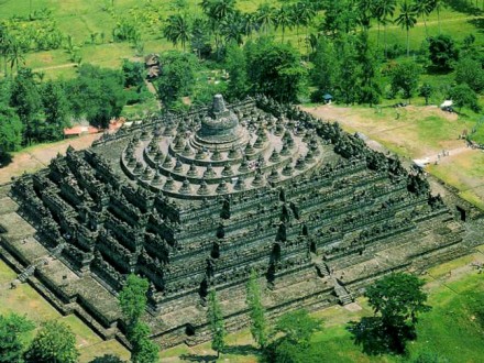 Borobudur Temple in Indonesia-Aerial view of the temple tourism destinations